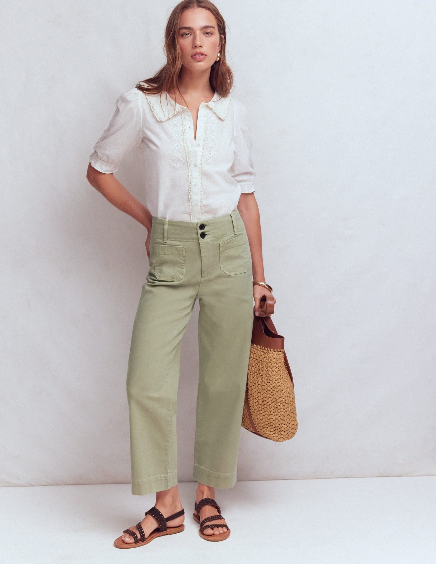 Primrose Cropped Pants-Soft Green