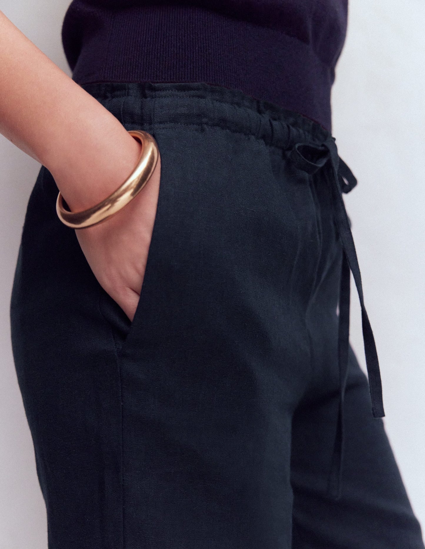 Islington Linen Pants-Navy