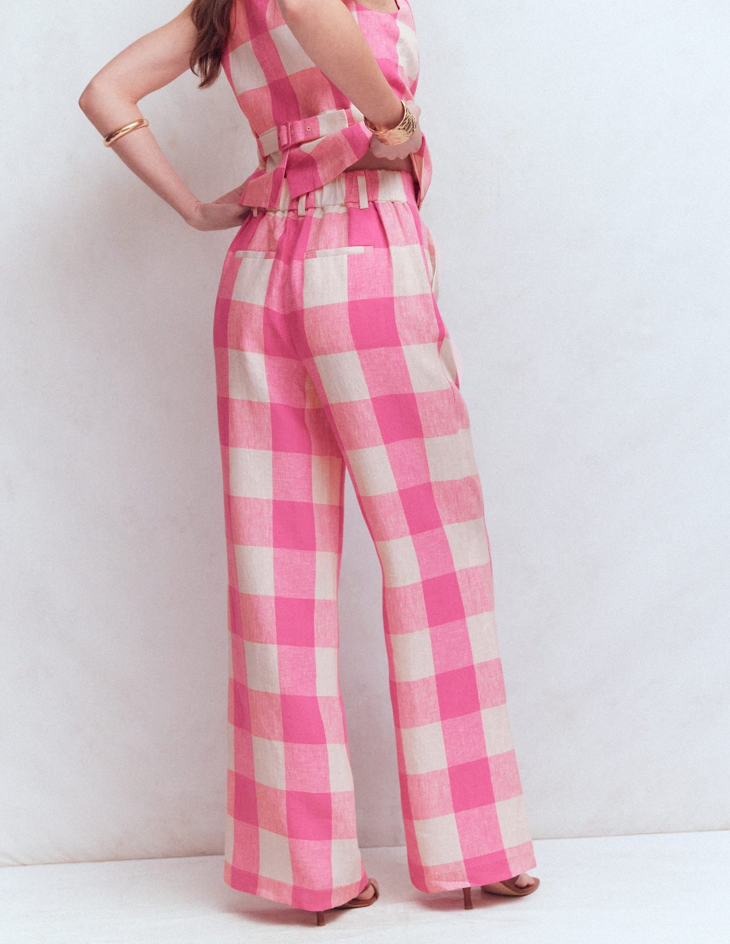 Kensington Linen Pants-Pink Punch Gingham