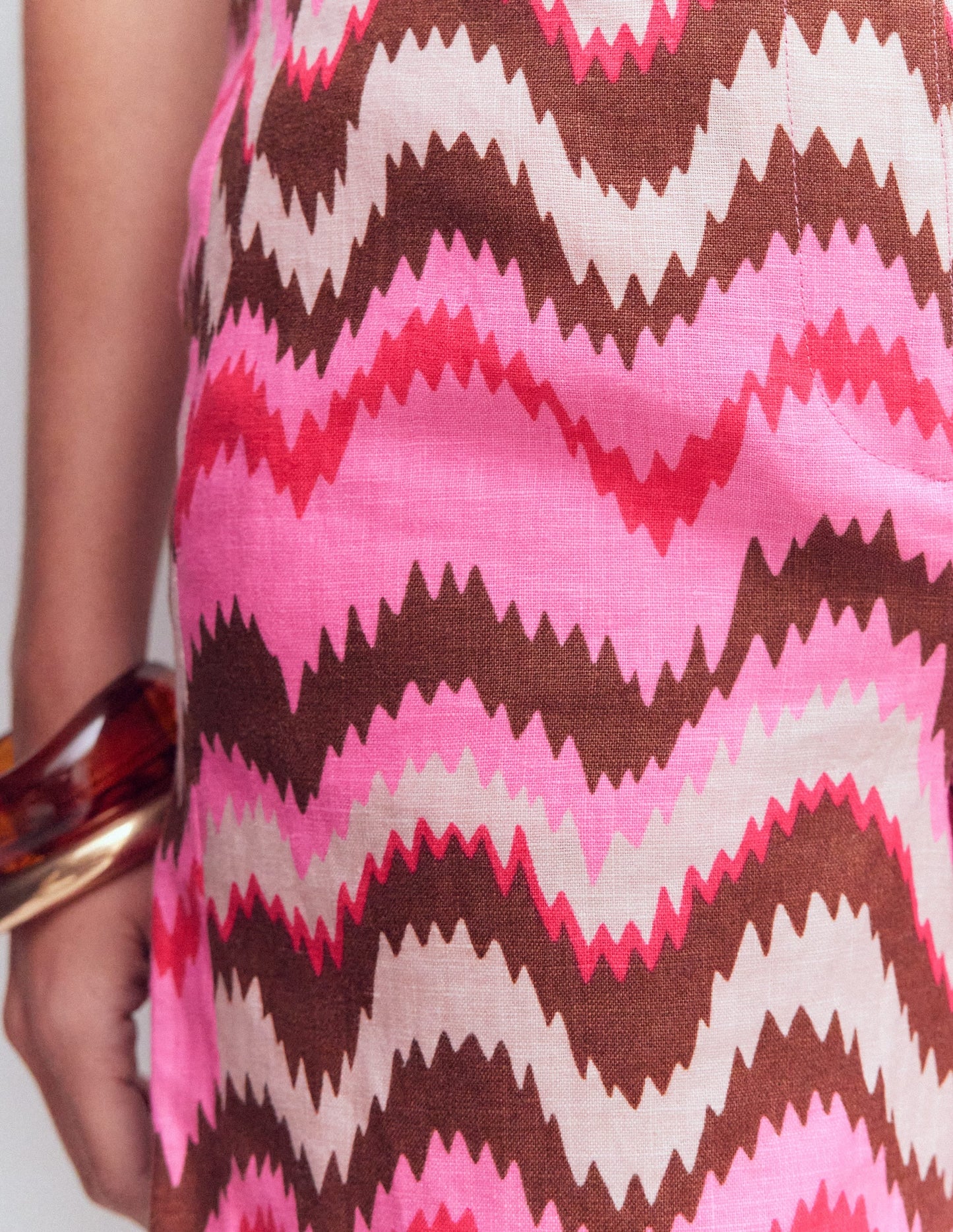 Belgravia Linen Shorts-Pink, Zig Zag Wave