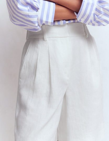Kensington Linen Shorts-White