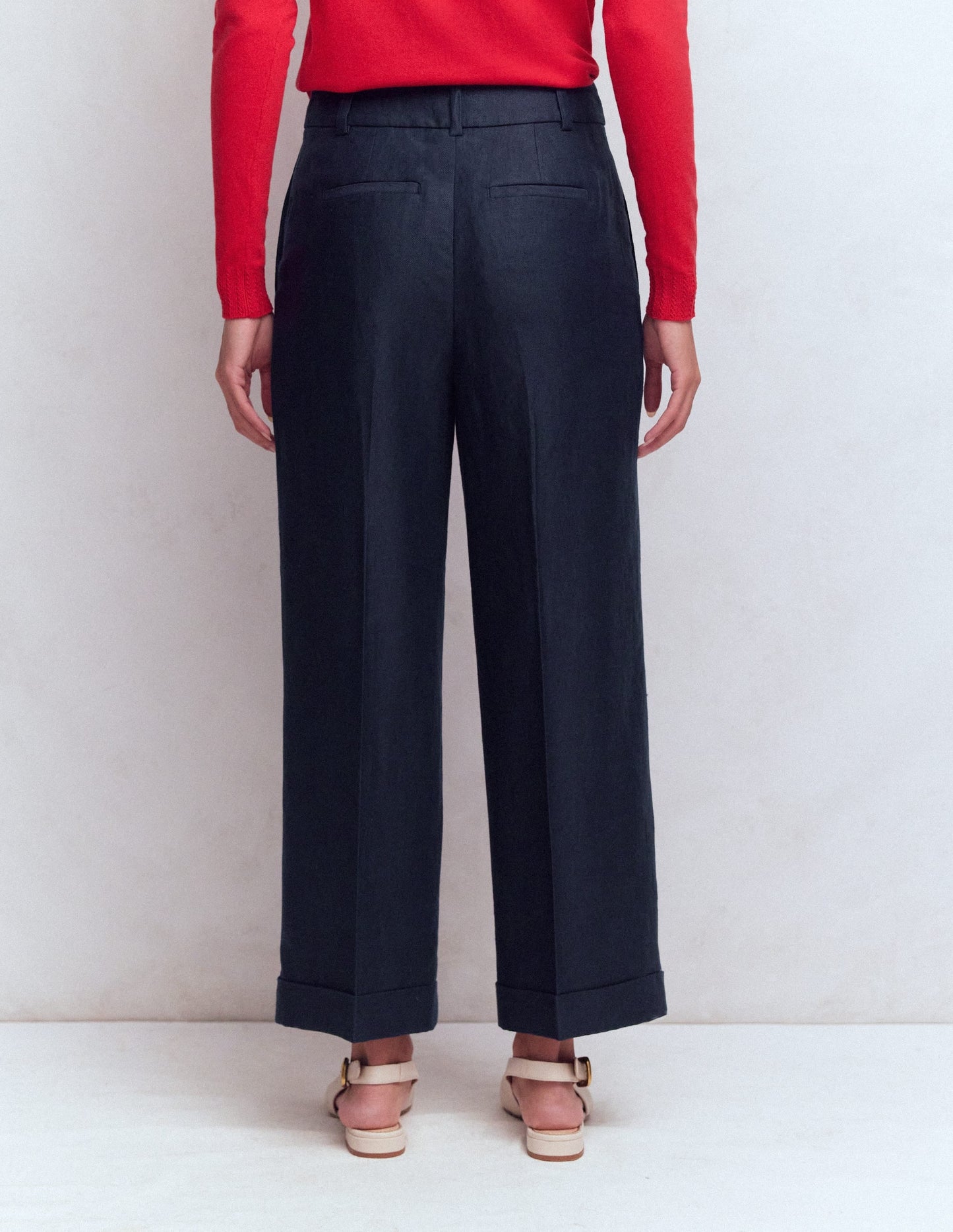 Chiswick Crop Linen Pants-Navy