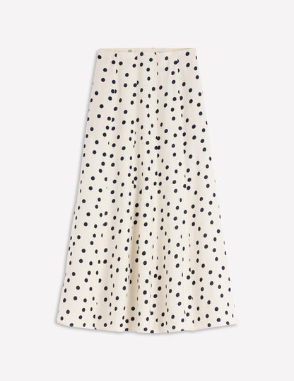 Miriam Linen Maxi Skirt-Ivory, Painted Dot