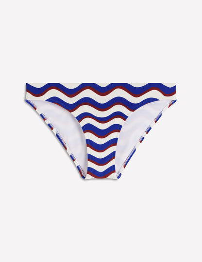 Classic Bikini Bottoms-Navy, Wavy Stripe