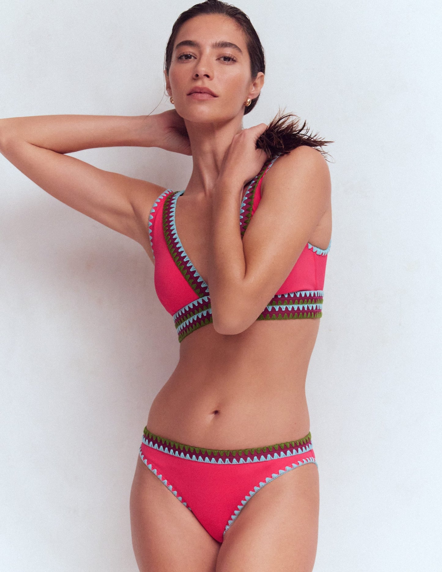 Porto Bikini Bottoms-Rosy, Embroidery