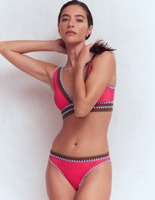 Porto Bikini Bottoms-Rosy, Embroidery