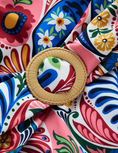 Sorrento Hoop Sash Swimsuit-Multi, Enchanted Paisley