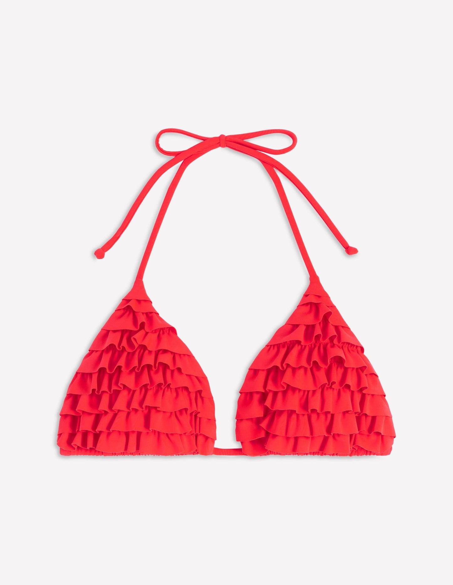 Ruffle Bikini Top-Fiery Coral