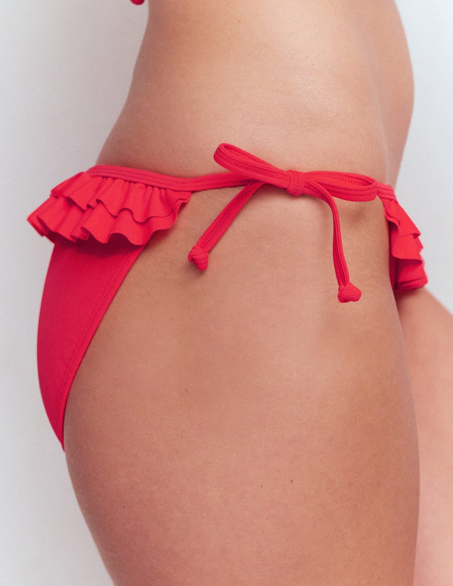 Ruffle Bikini Bottoms-Fiery Coral