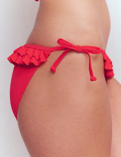 Ruffle Bikini Bottoms-Fiery Coral