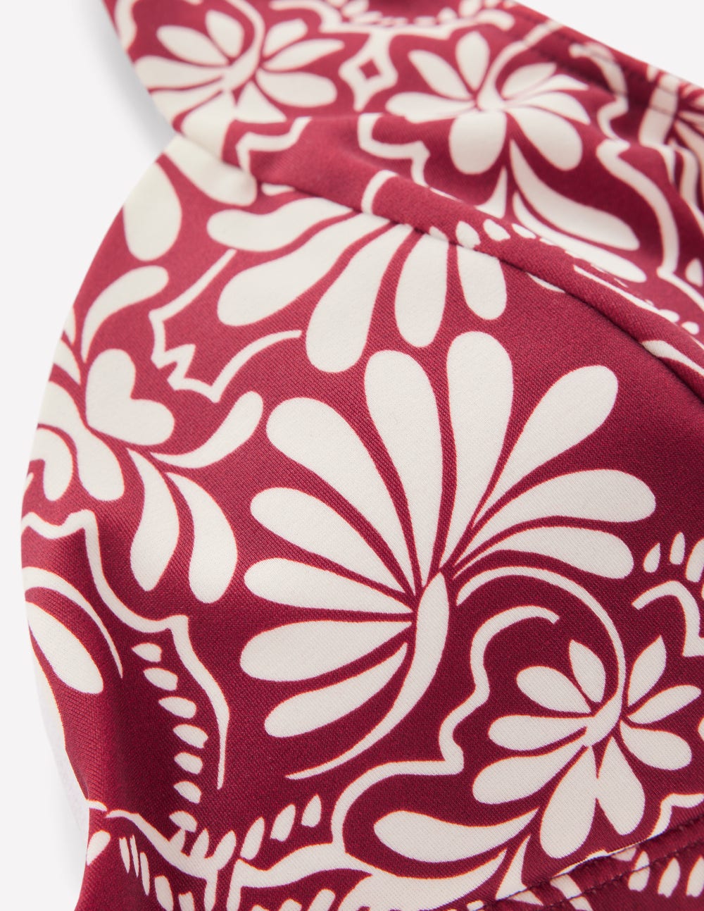 Sweetheart Sleeve Bikini Top-Maroon, Botanical Charm