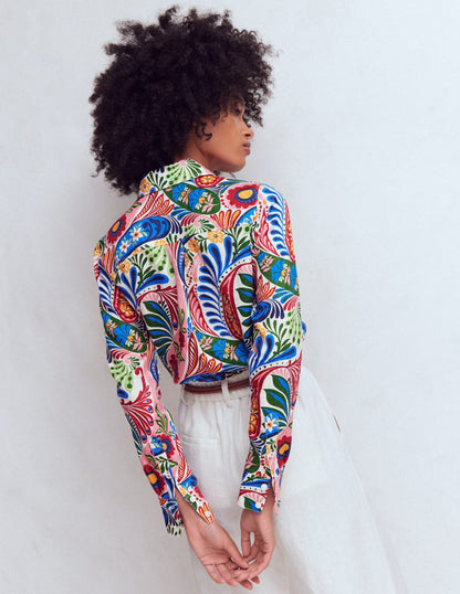 Sienna Linen Shirt-Multi, Enchanted Paisley