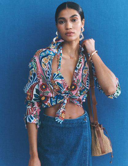 Sienna Linen Shirt-Multi, Enchanted Paisley