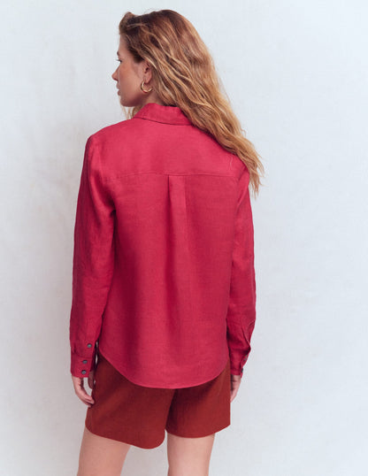 Sienna Linen Shirt-Pomegranate