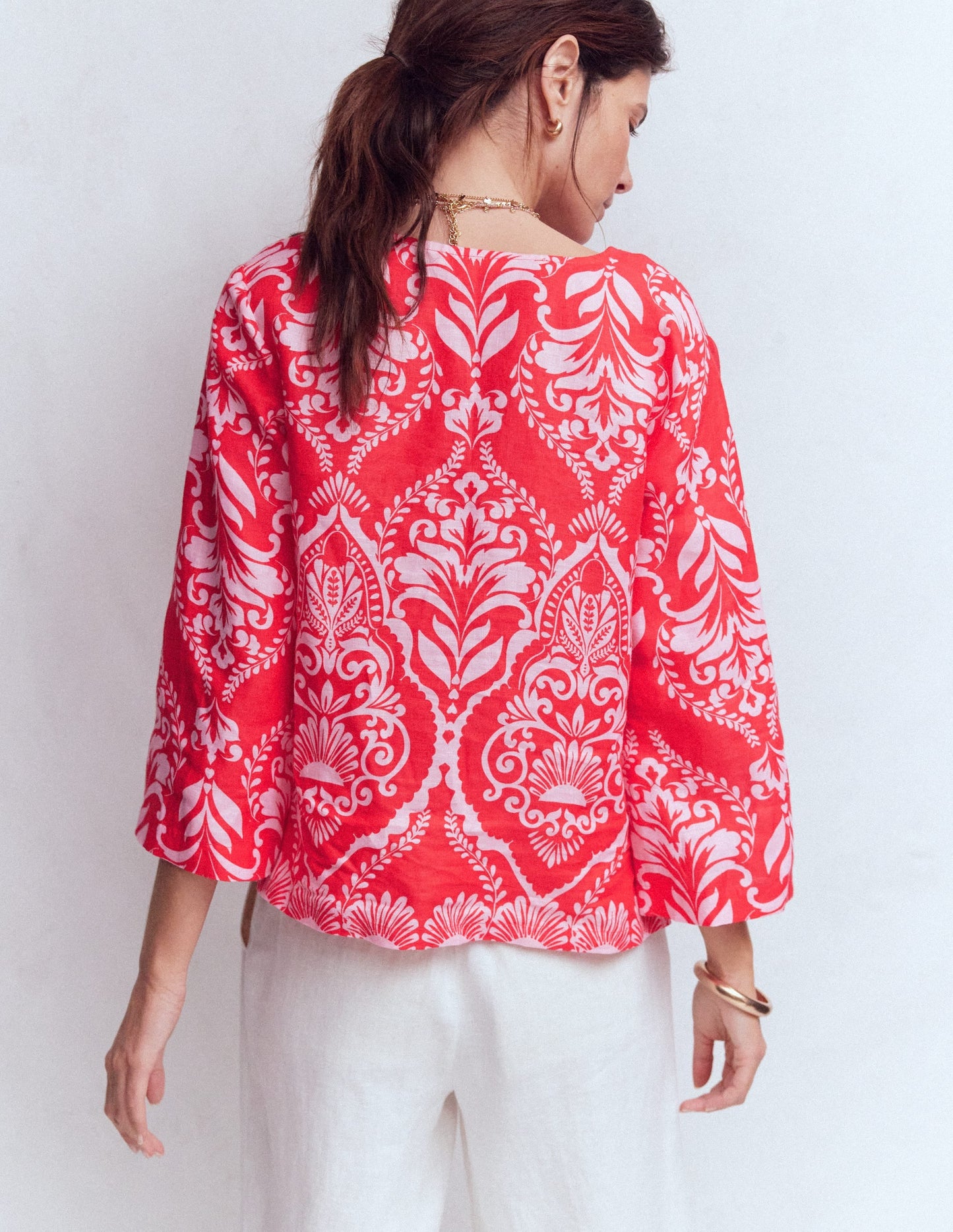 Cleo Linen Top-Red, Ornamental Garden Mono