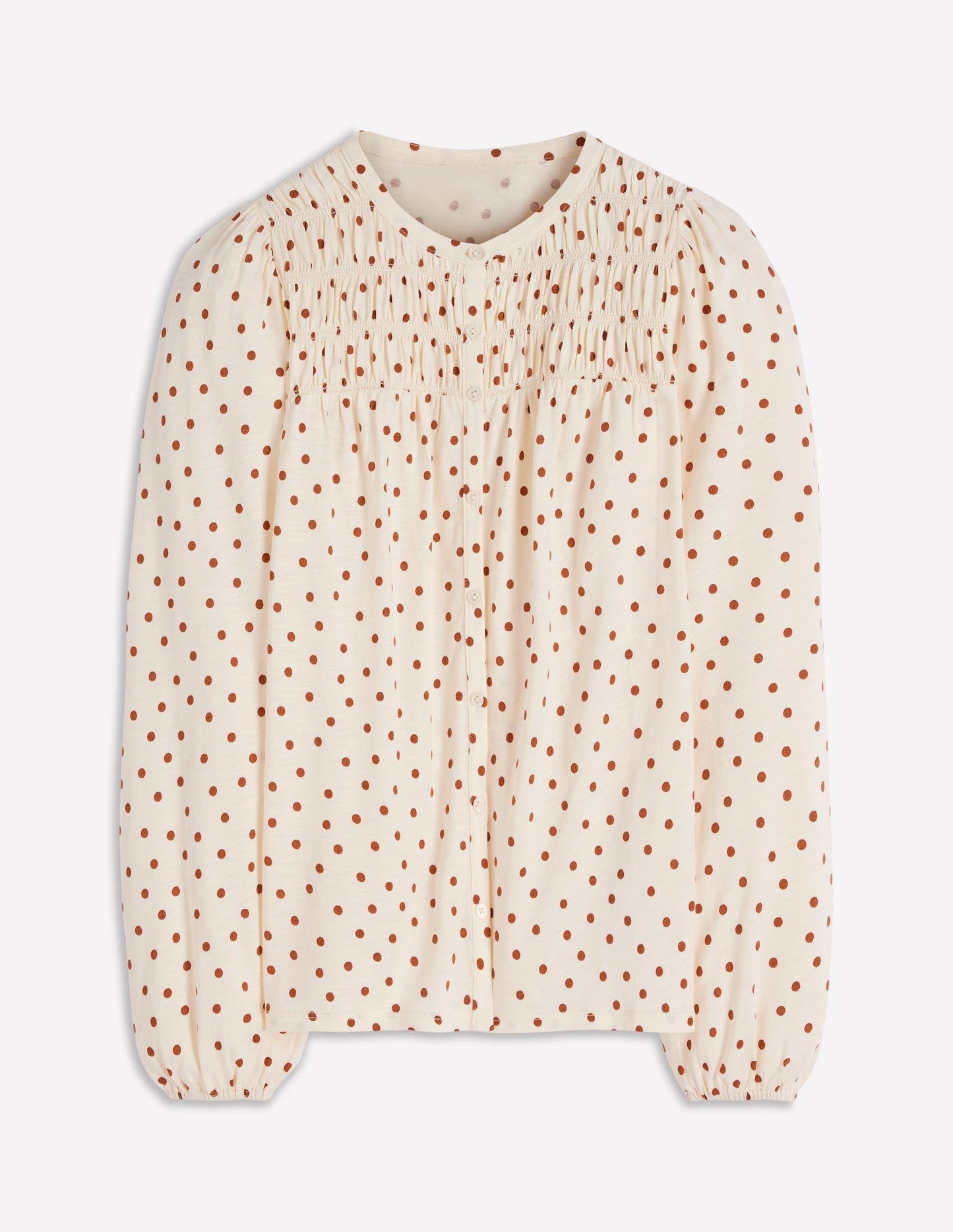 Mya Smocked Jersey Shirt-Ginger, Painted Spot