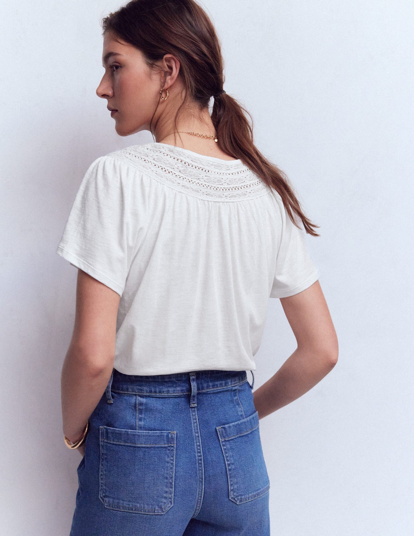 Edi Trim Detail T-shirt-White