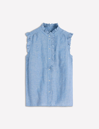 Isabel Sleeveless Linen Top-Chambray