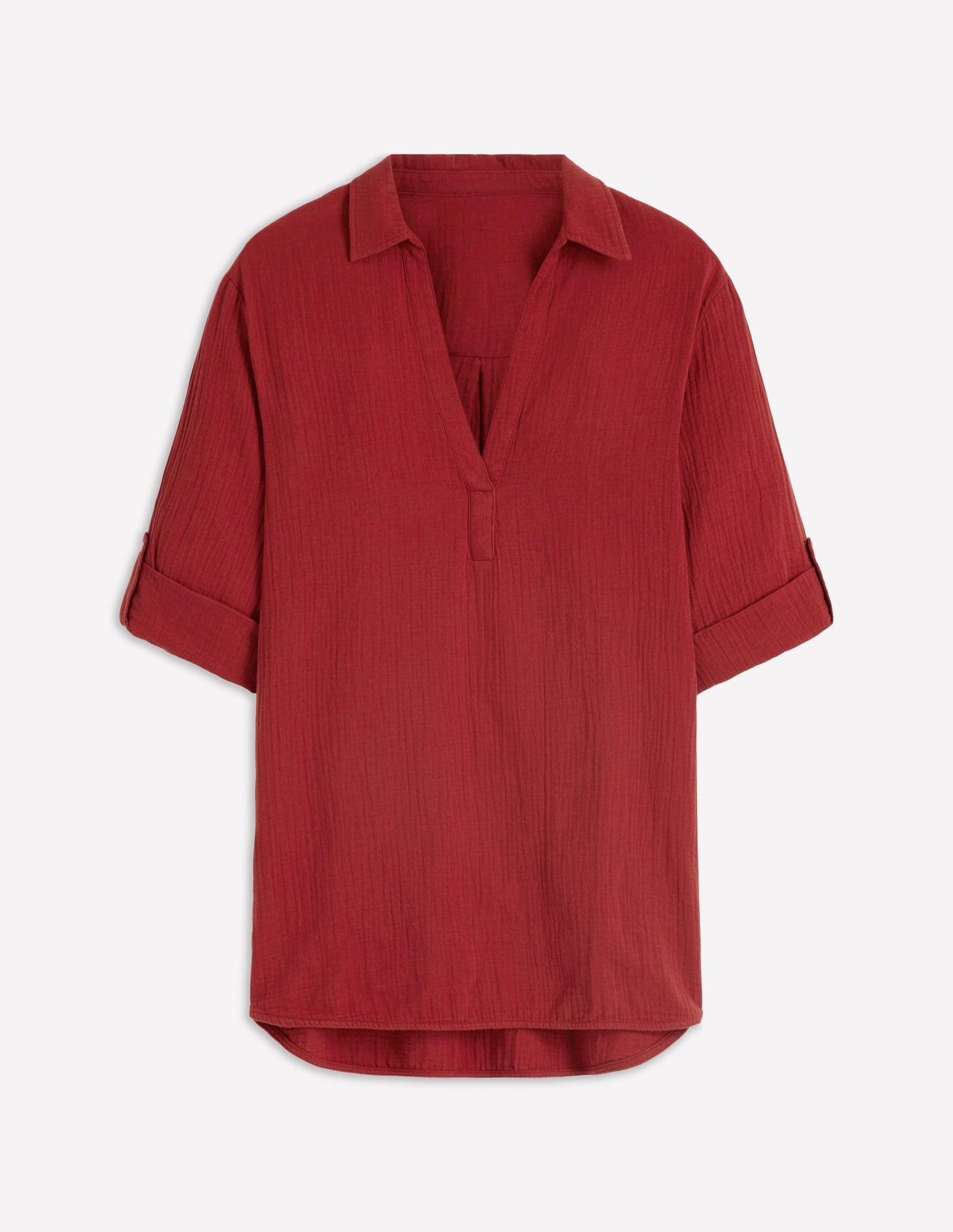 Longline Double Cloth Shirt-Kiln Orange