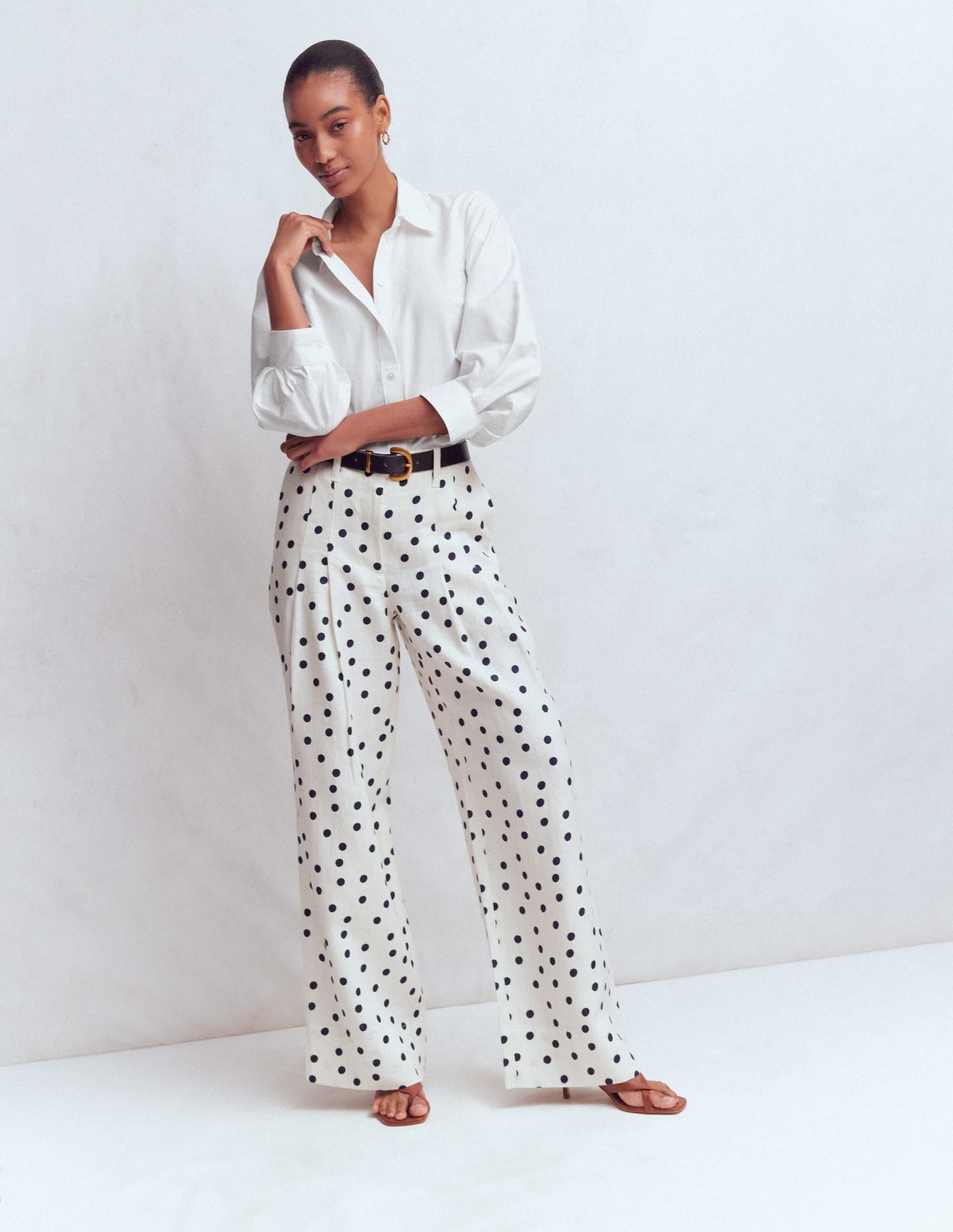 Puff Sleeve Oxford Shirt-White