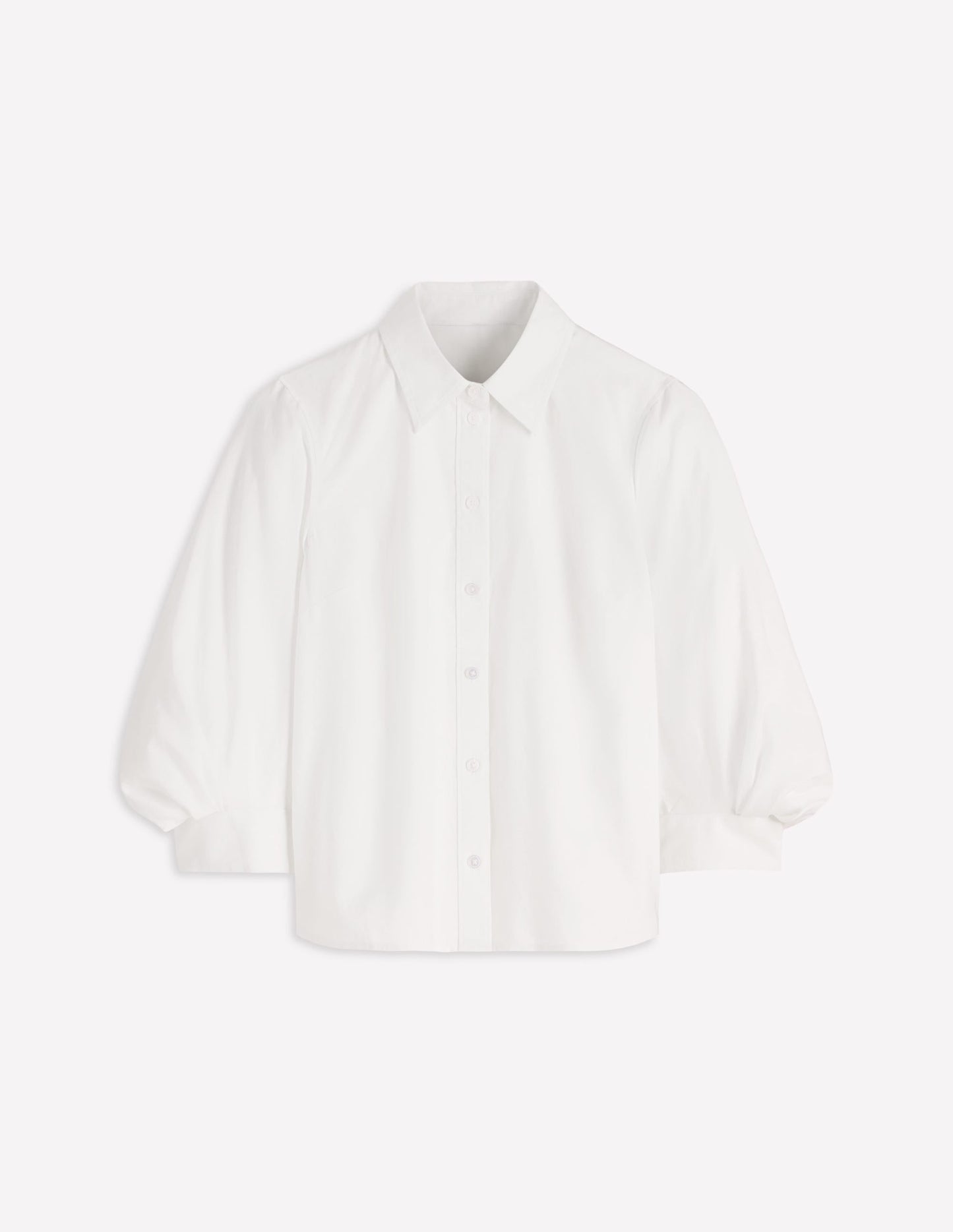 Puff Sleeve Oxford Shirt-White