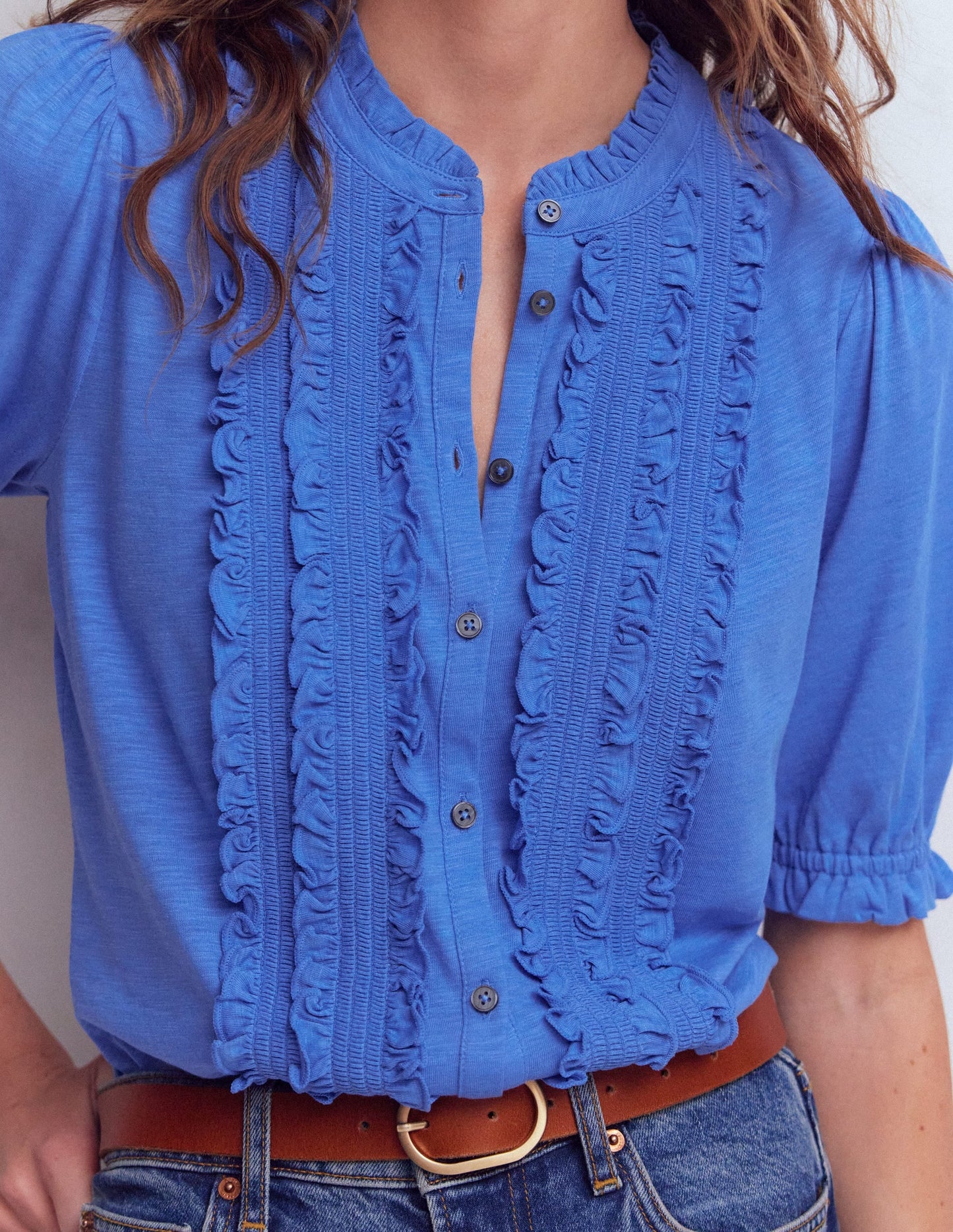 Eda Ruffle Front Shirt-Regatta