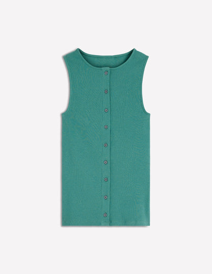 Evie Button Through Rib Vest-Deep Sea