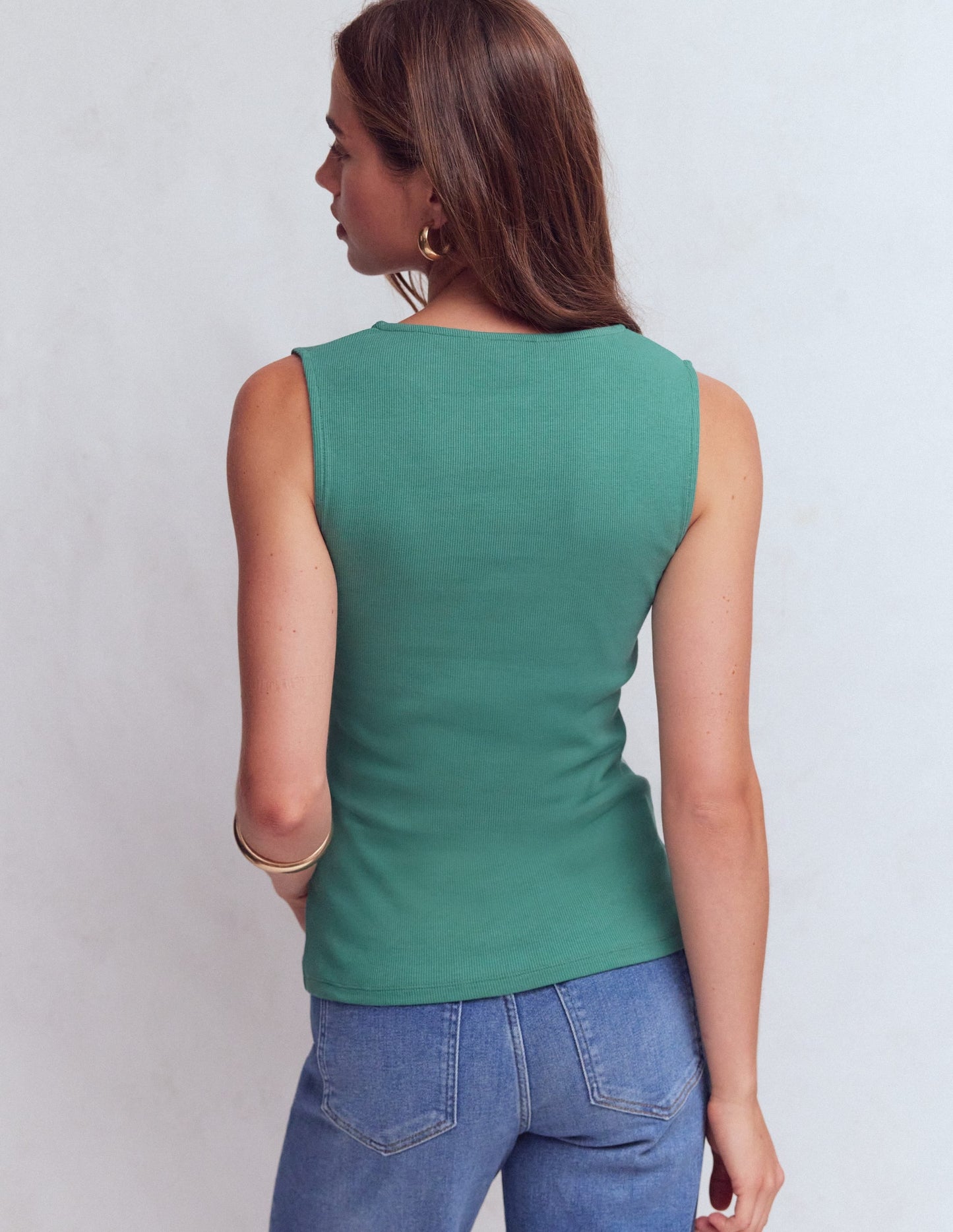 Evie Button Through Rib Vest-Deep Sea
