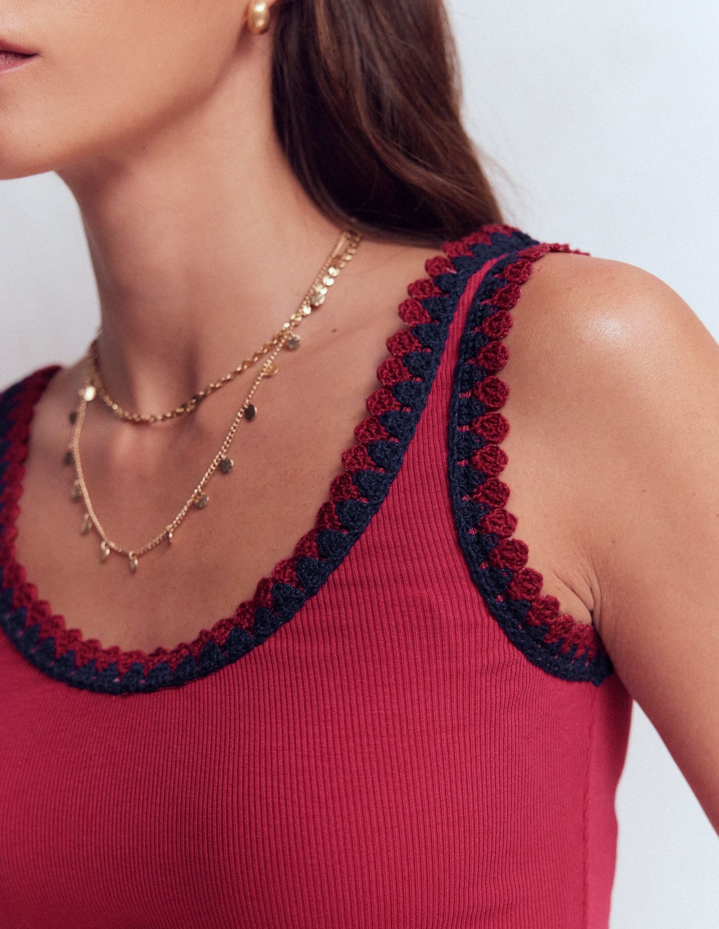 Maddie Trim Detail Vest-Terracotta Red