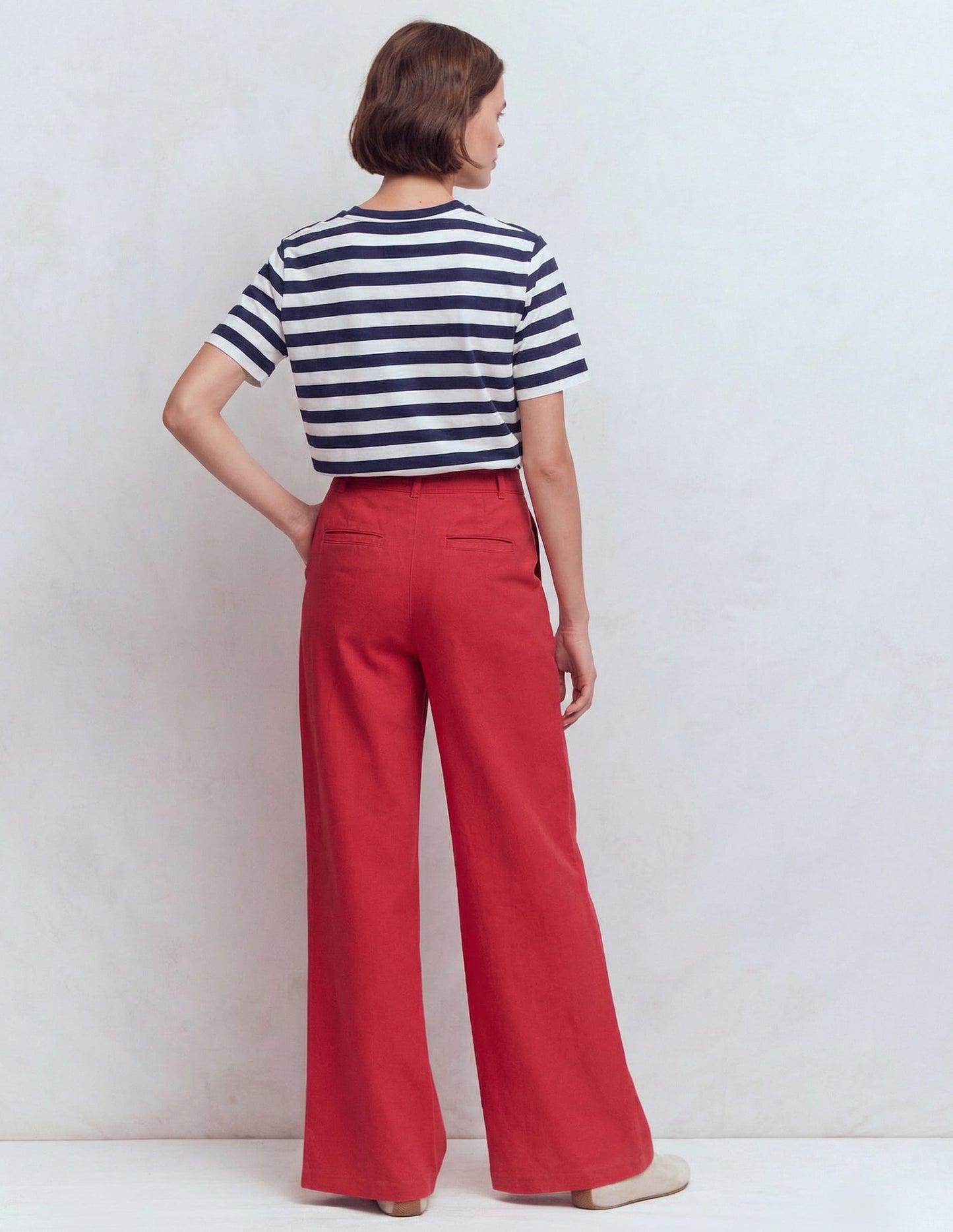 Relaxed Cotton T-shirt-Navy and Ivory Stripe