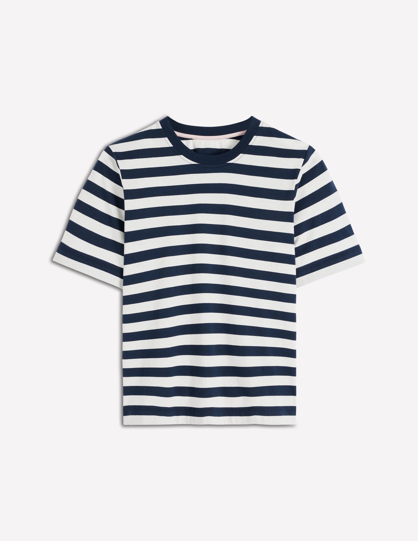 Relaxed Cotton T-shirt-Navy and Ivory Stripe