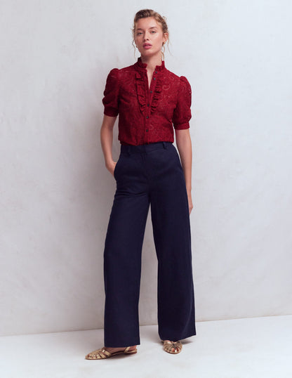 Sasha Short Sleeve Lace Top-Pomegranate