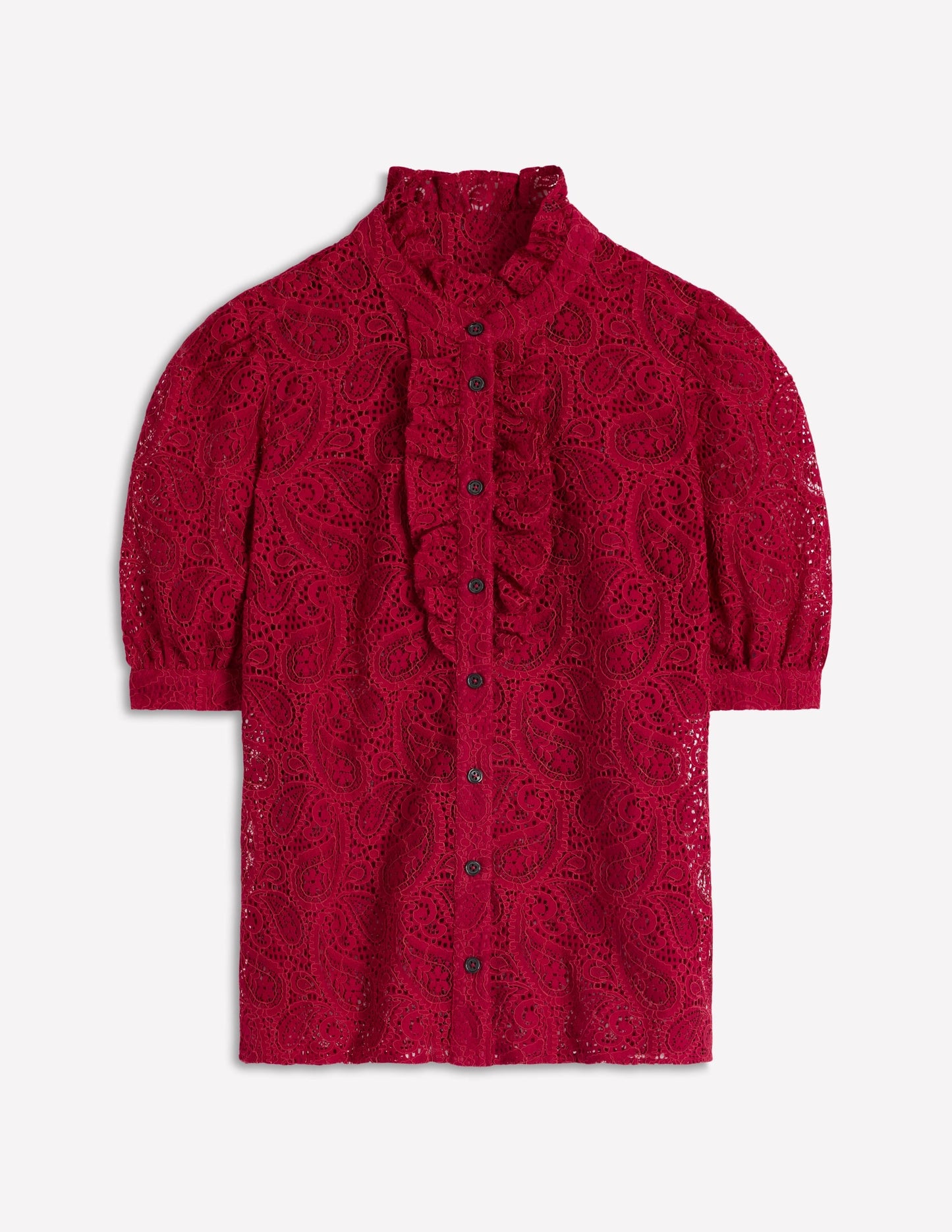 Sasha Short Sleeve Lace Top-Pomegranate