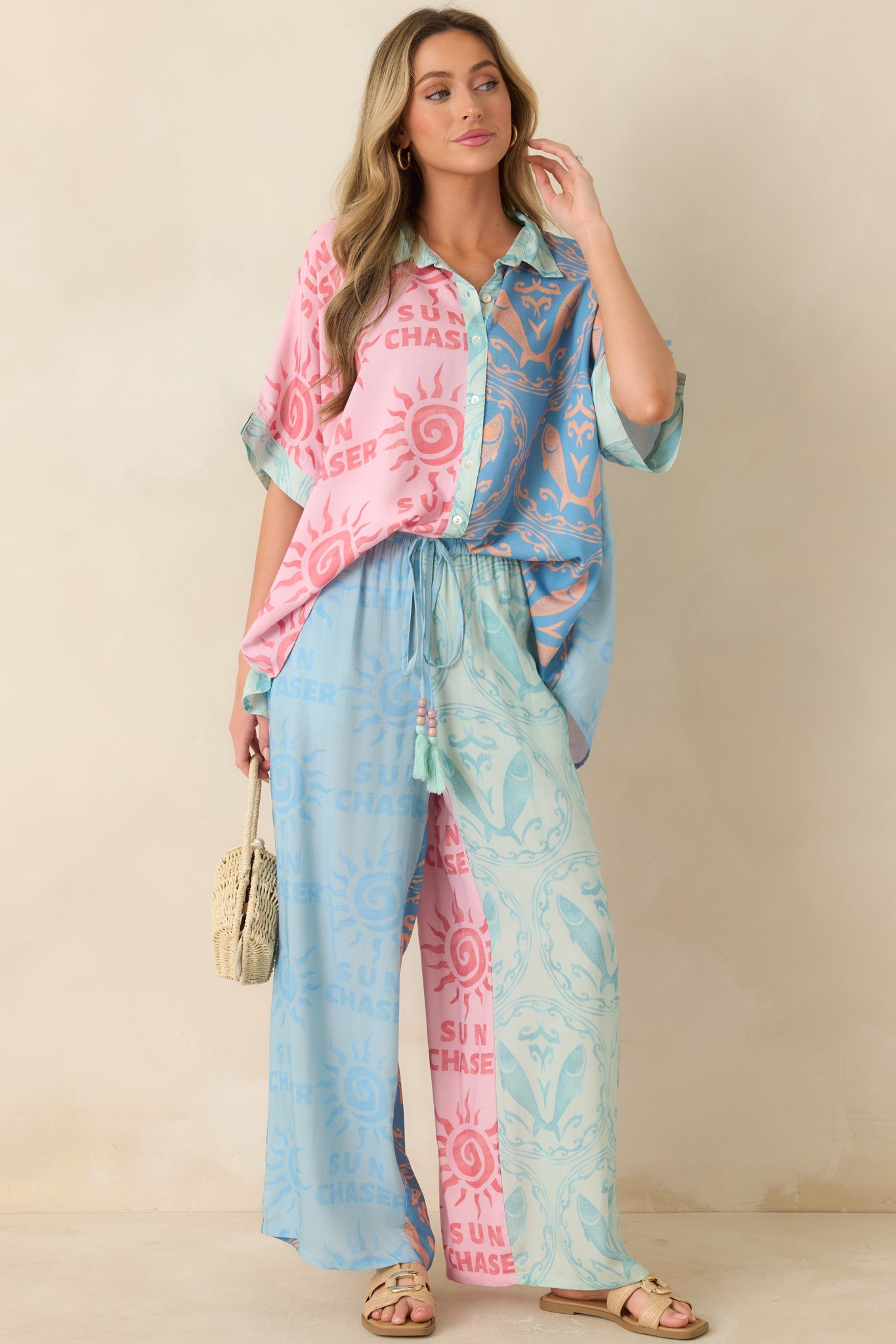 Sun Chaser Multi Colorblock Wide Leg Pants