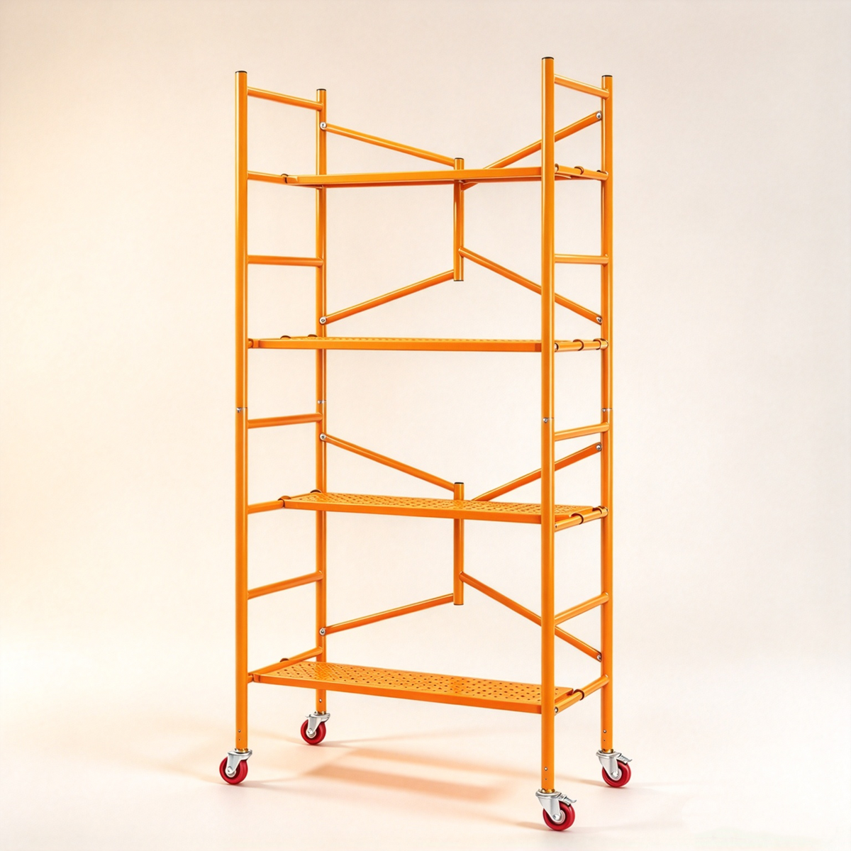 Portable Steel Scaffolding Built with Lockable 4-inch Casters and Reinforced Working Platform.800 lbs Weight Capacity.