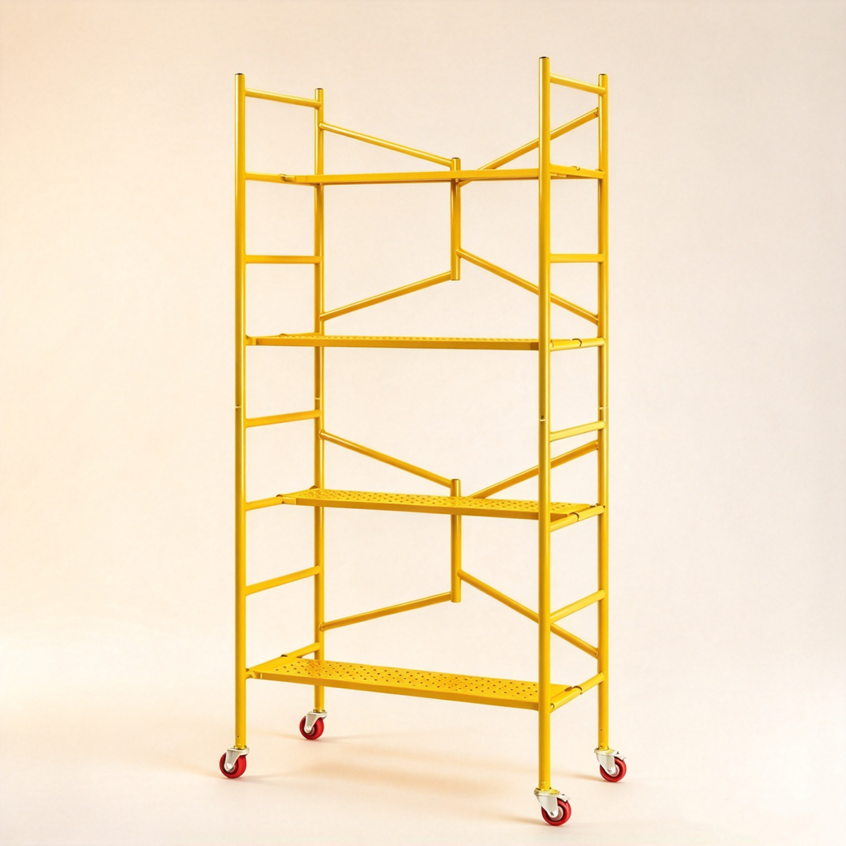 Portable Steel Scaffolding Built with Lockable 4-inch Casters and Reinforced Working Platform.800 lbs Weight Capacity.
