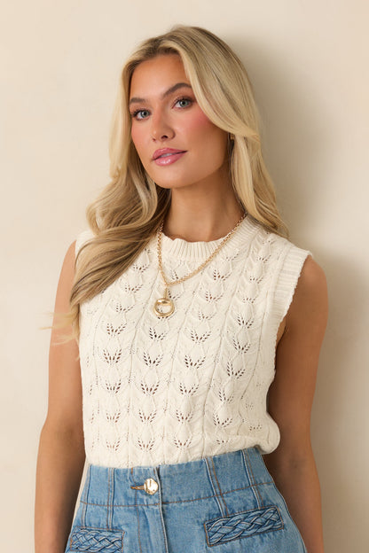 Right Here Beside Me Ivory Knit Sweater Vest