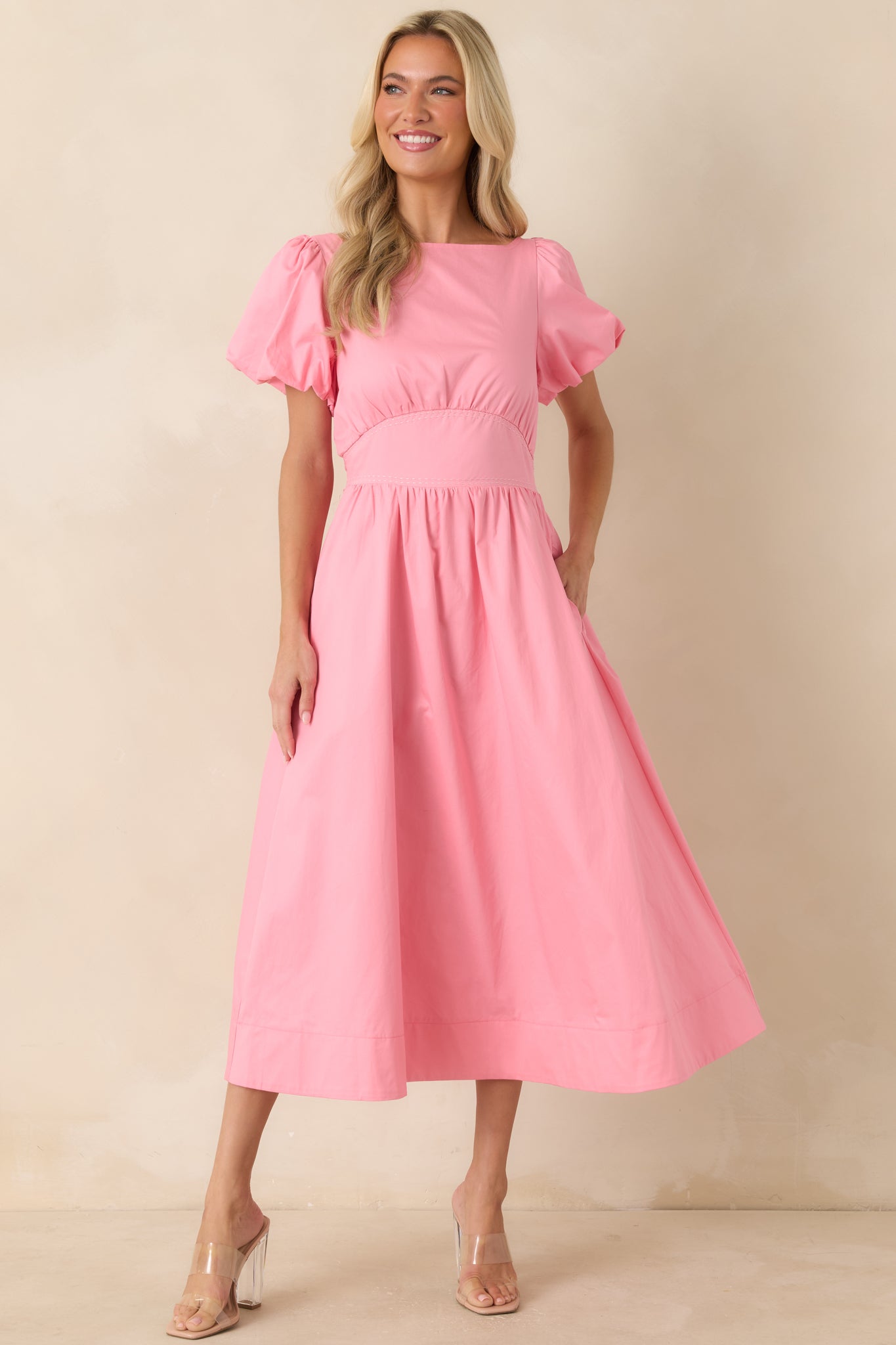 Using The Good China Pink Cotton Puff Sleeve Mini Dress