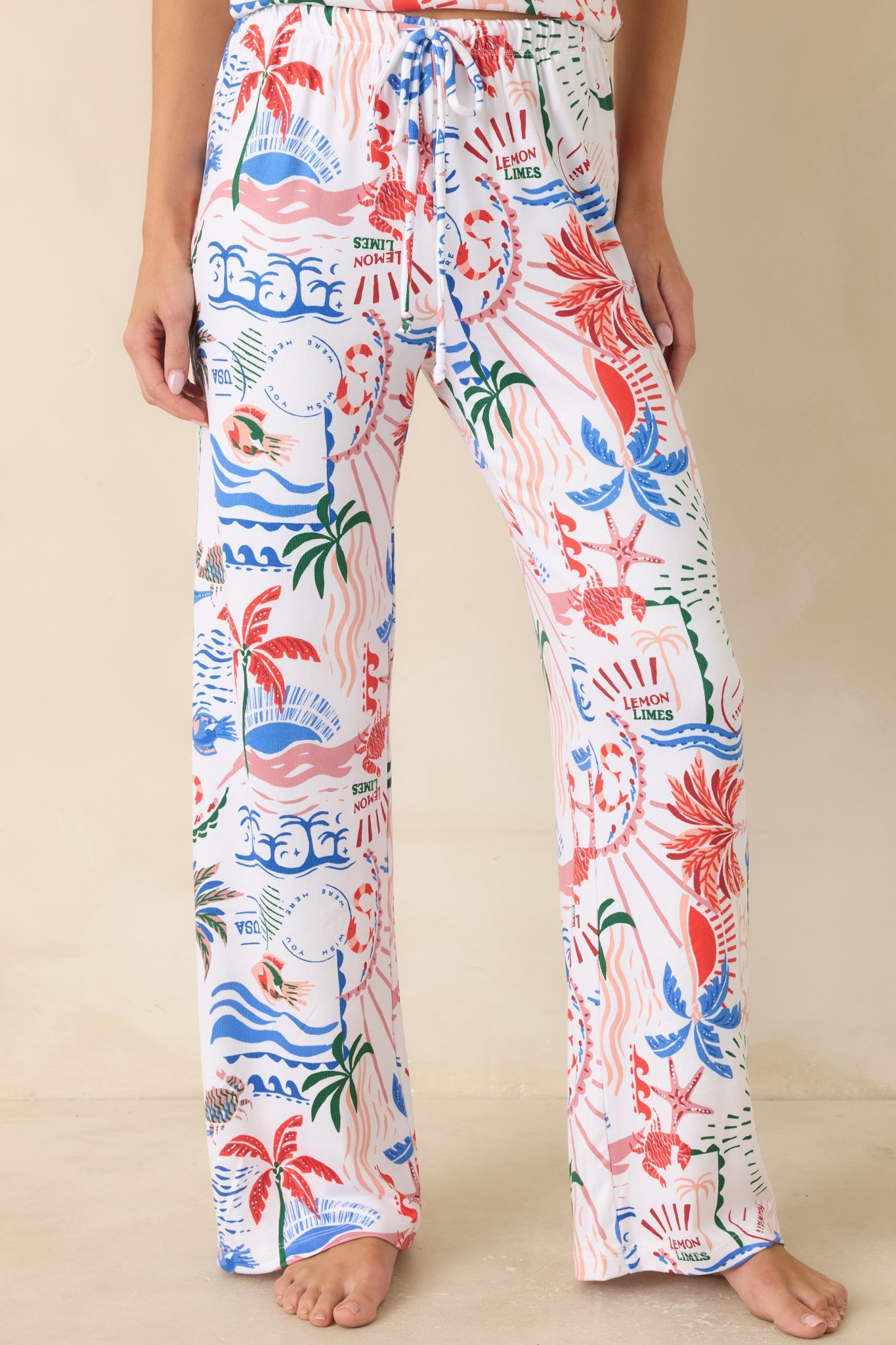 Z Supply So Sweet White Multi Getaway Pajama Pants
