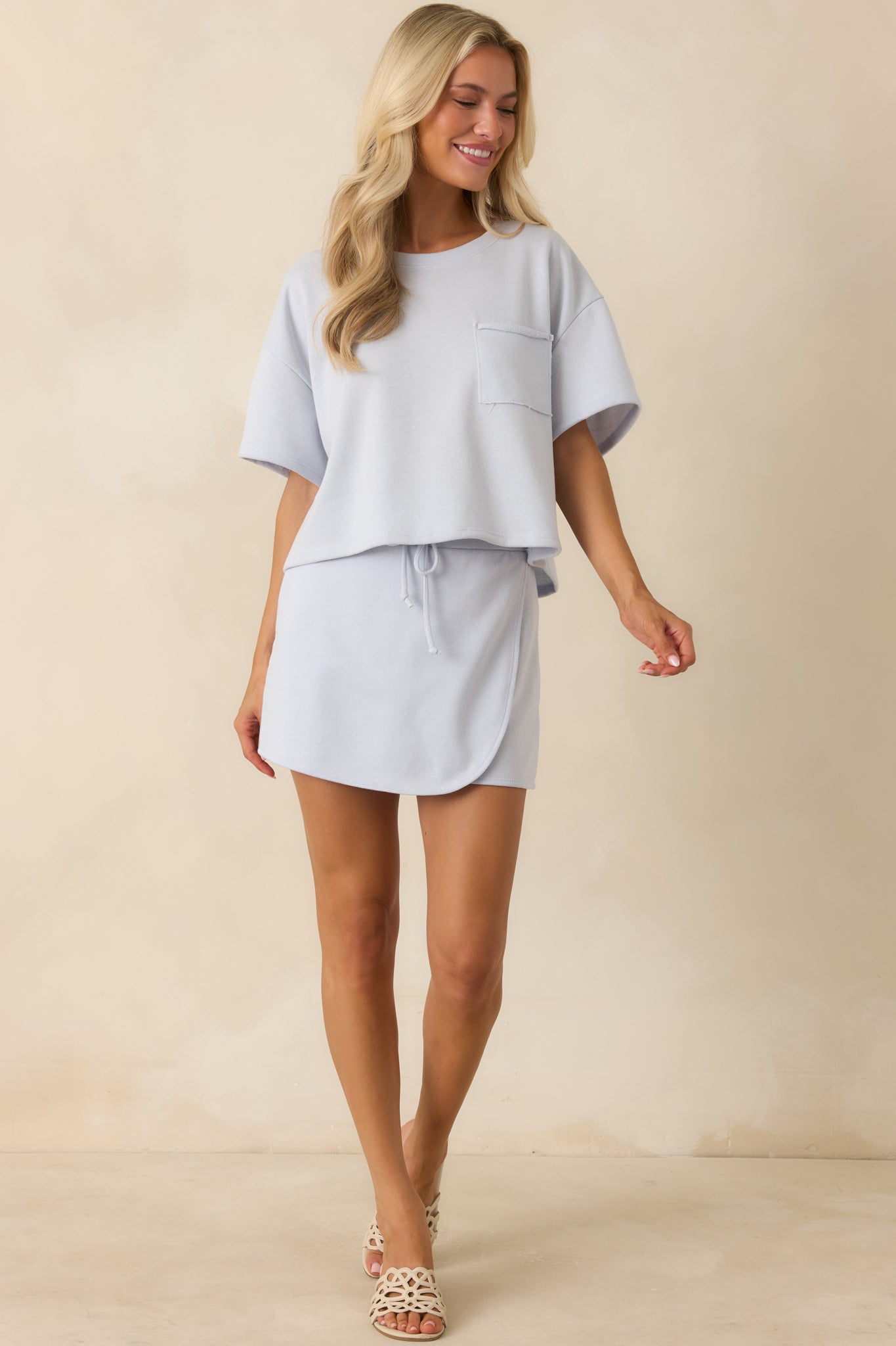 The Fun Part Light Blue Wrap Mini Skort