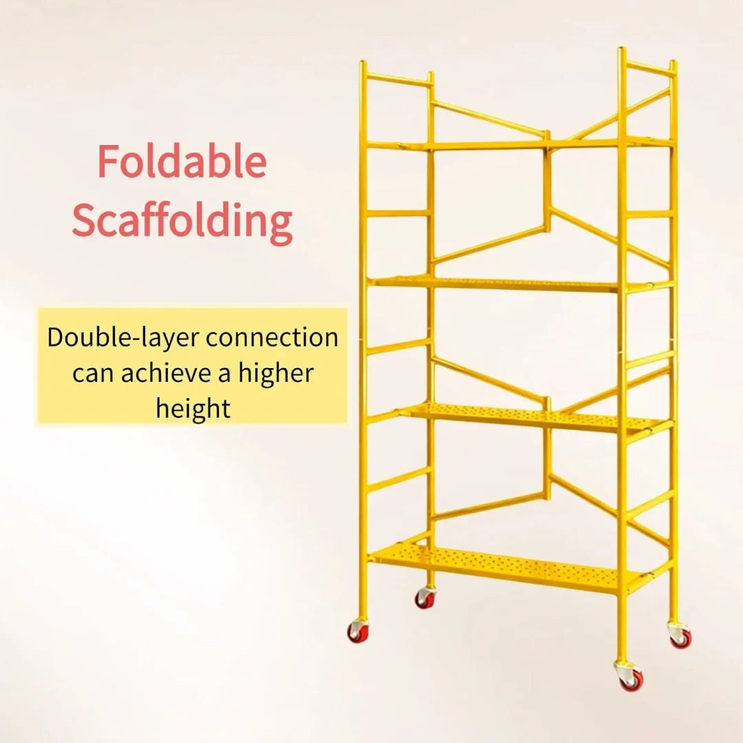 Portable Steel Scaffolding Built with Lockable 4-inch Casters and Reinforced Working Platform.800 lbs Weight Capacity.