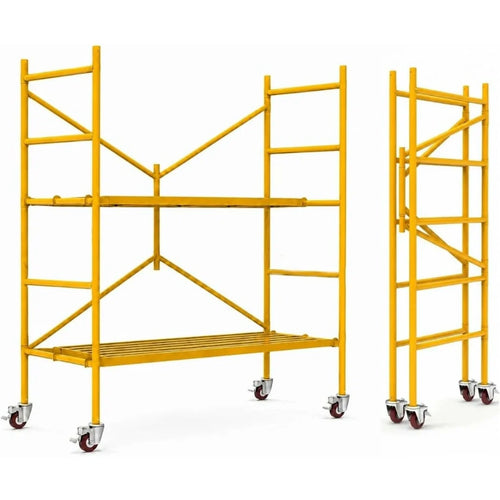 Portable Steel Scaffolding Built with Lockable 4-inch Casters and Reinforced Working Platform.800 lbs Weight Capacity.