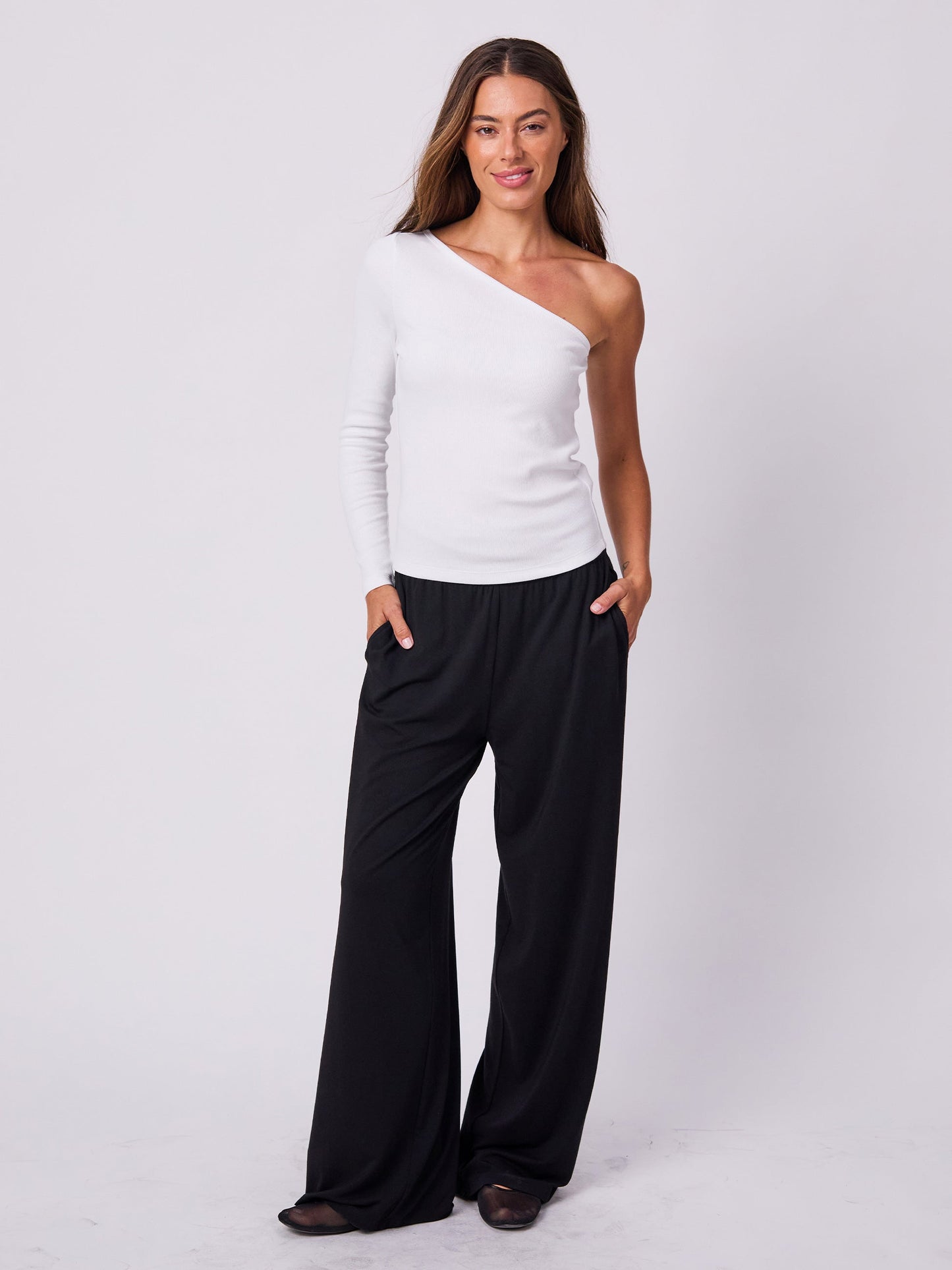 Asymmetric Organic Cotton Long Sleeve  - White
