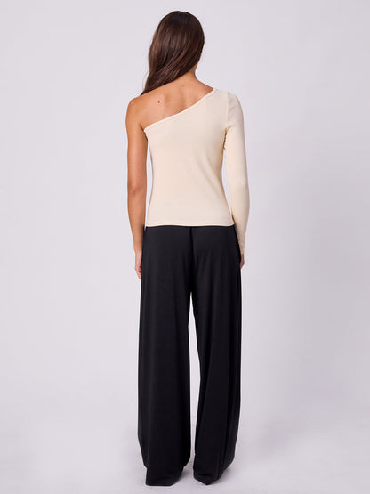 Asymmetric Organic Cotton Long Sleeve  - Chalk