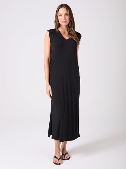 Everly V Neck Maxi Dress - Black
