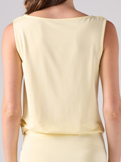 Drape Neck Top - Pastel Yellow