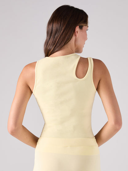 Cut Out Rib Tank - Pastel Yellow