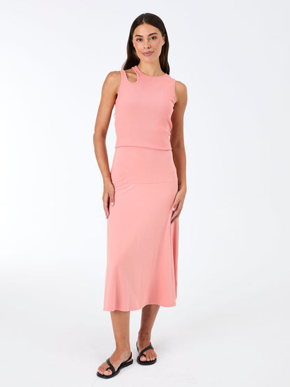 Cut Out Rib Tank - Apricot