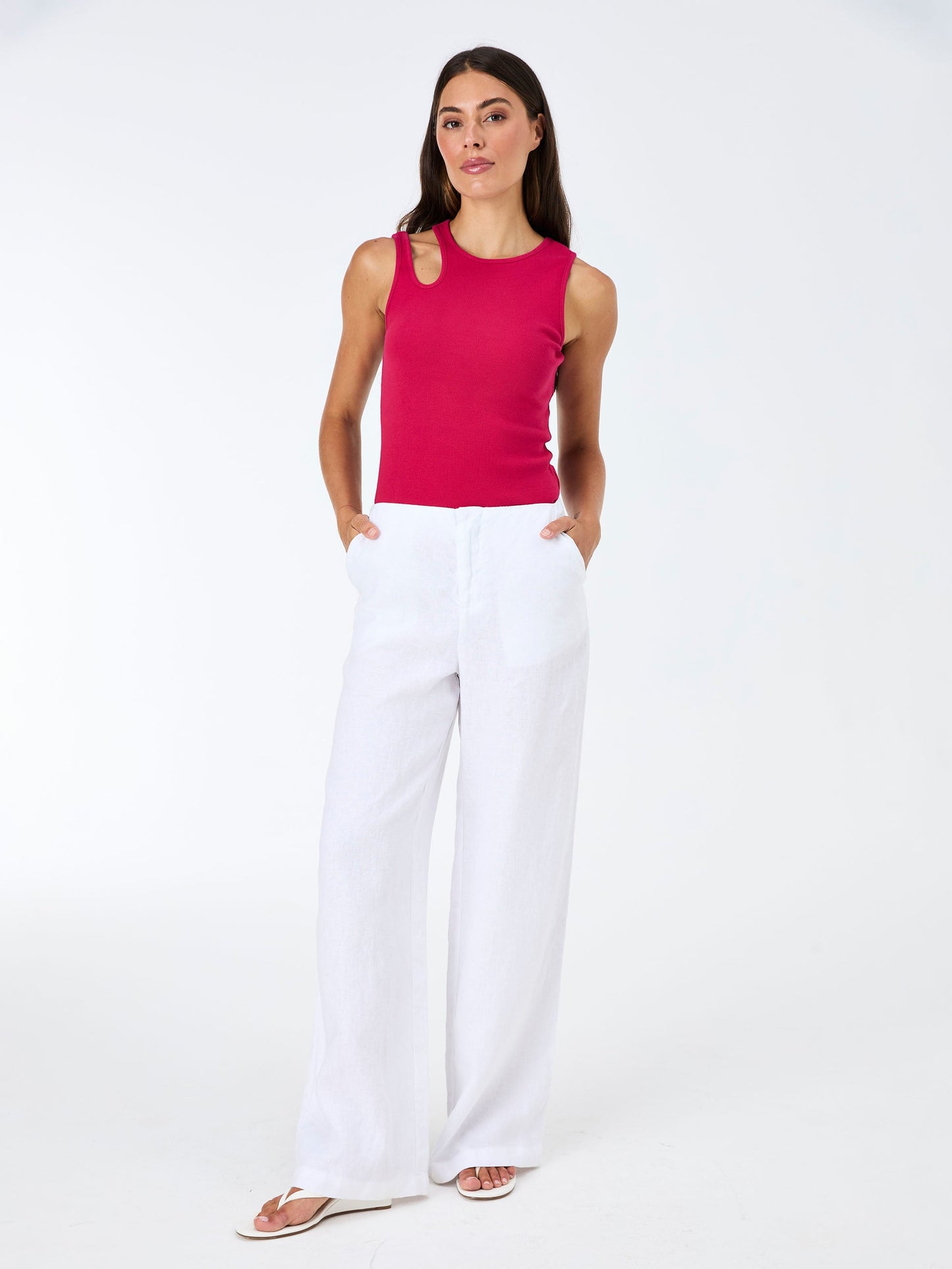 Cut Out Rib Tank - Cerise