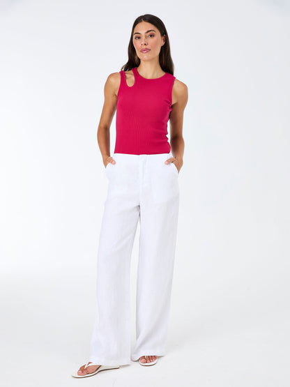 Cut Out Rib Tank - Cerise